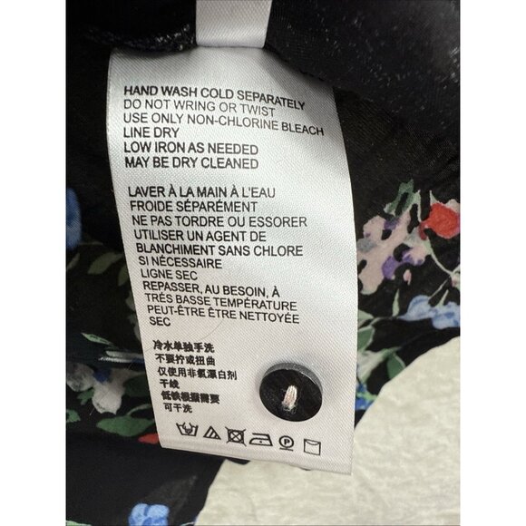 Anthropologie Maeve Aveiro Women's Black Floral Flutter Sleeve Top Size Large - Picture 5 of 10